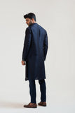 INK BLUE GEOMETRIC PANELLED KURTA SET