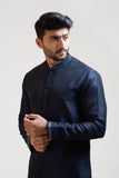 INK BLUE GEOMETRIC PANELLED KURTA SET