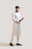 CREAM A-SYMMETRIC MIRRORWORK KURTA SET
