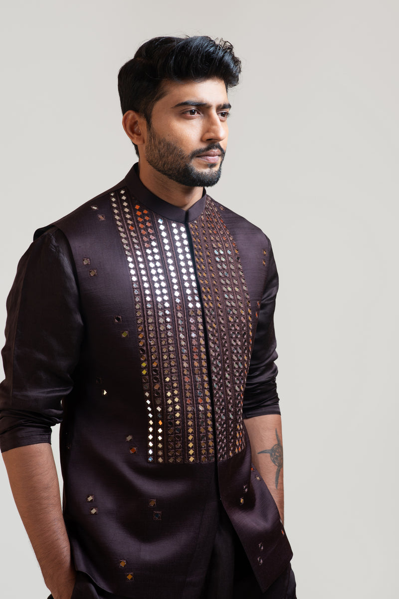 COCO BROWN MIRRORWORK NEHRU