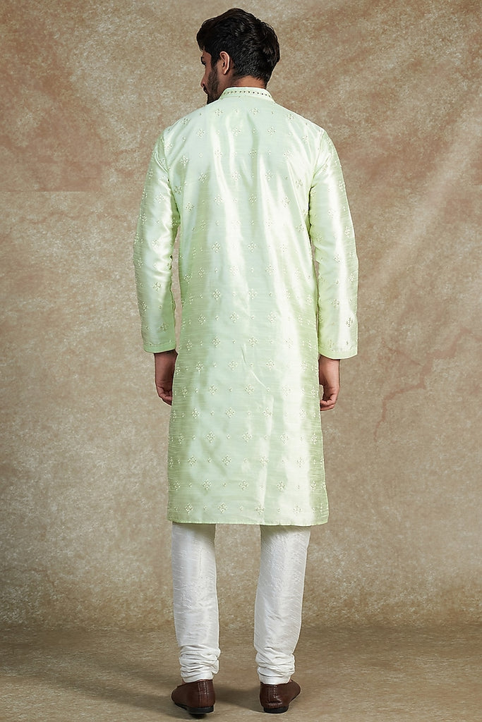 PISTA GREEN EMB. KURTA SET
