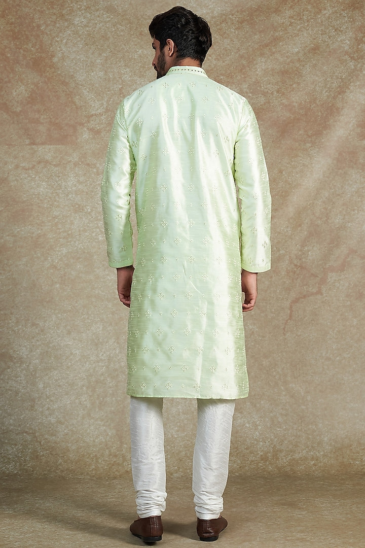 PISTA GREEN EMB. KURTA SET