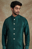 TEAL BLUE EMB. KURTA JACKET SET