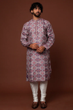 PURPLE PRINTED KURTA SET