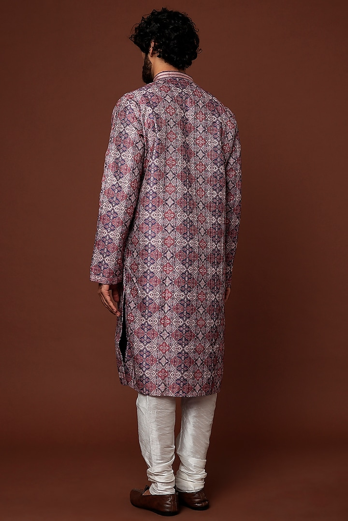 PURPLE PRINTED KURTA SET