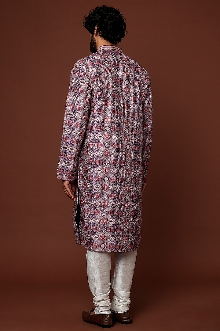 PURPLE PRINTED KURTA SET