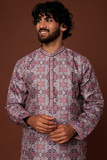 PURPLE PRINTED KURTA SET