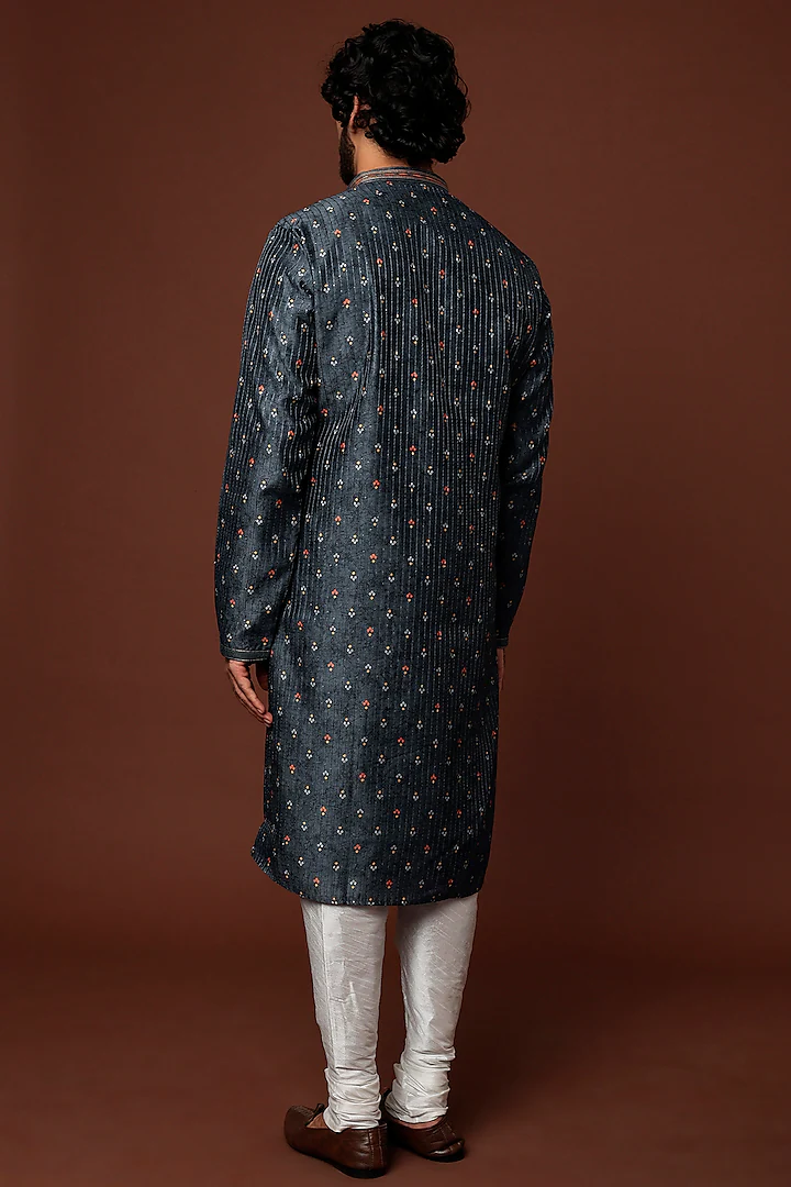 ROYAL BLUE PRINTED KURTA SET