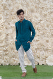 BLUE SMOCKING SHORT KURTA/TUXEDO SHIRT
