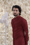 MAROON SMOCKING SHORT KURTA/TUXEDO SHIRT