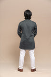 SMOKE GREY SMOCKING SHORT KURTA/TUXEDO SHIRT