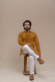 OCHRE SMOCKING SHORT KURTA/TUXEDO SHIRT