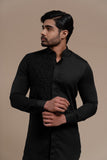 BLACK SMOCKING SHORT KURTA/TUXEDO SHIRT