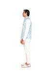 MINT BLOOMING ROSE WAISTCOAT WITH WHITE SHIRT AND SLIM PANTS