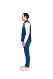 NAVY FADED WALLPAPER WAISTCOAT WITH LIGHT BLUE SHIRT AND NAVY PANTS