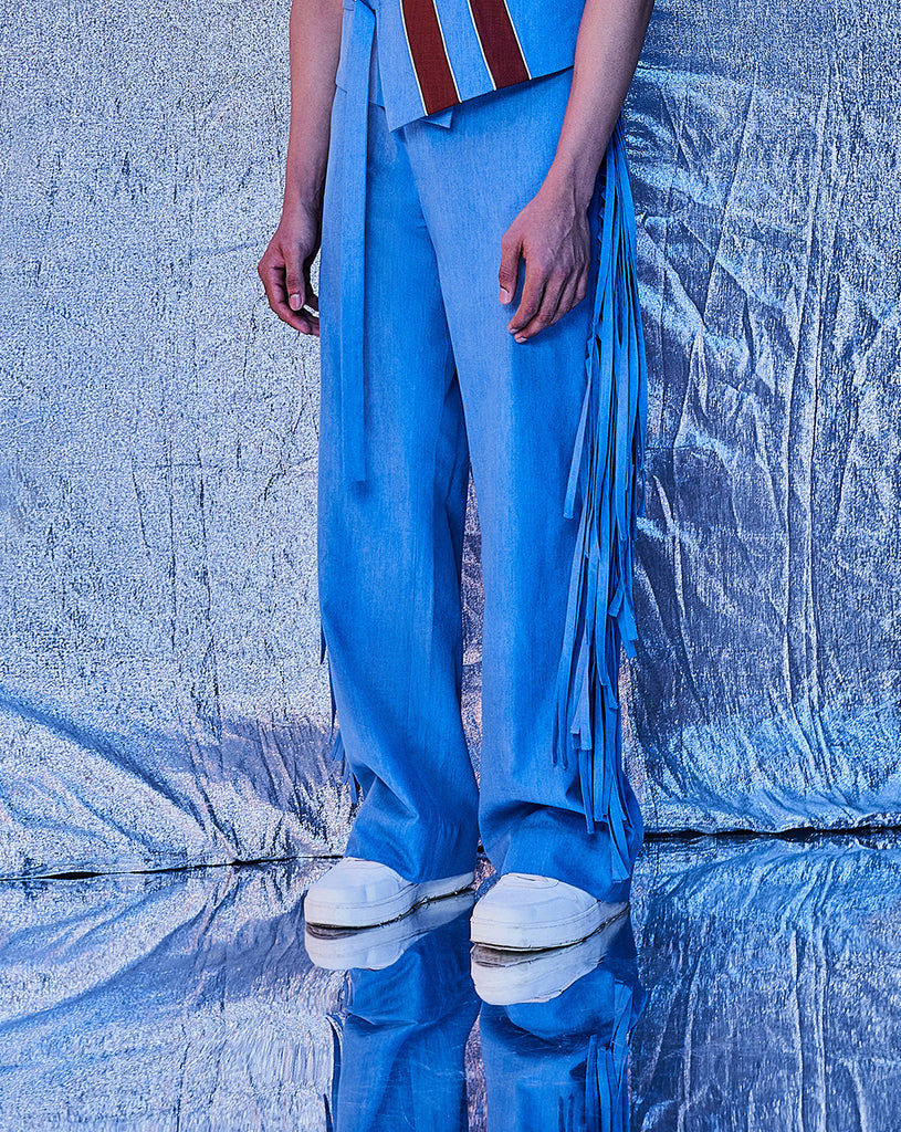 FRINGE PANTS BLUE