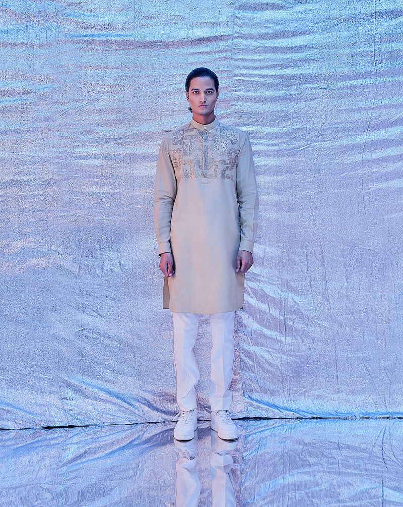 PITTA EMBROIDERED KURTA BEIGE