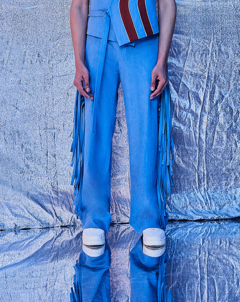 FRINGE PANTS BLUE