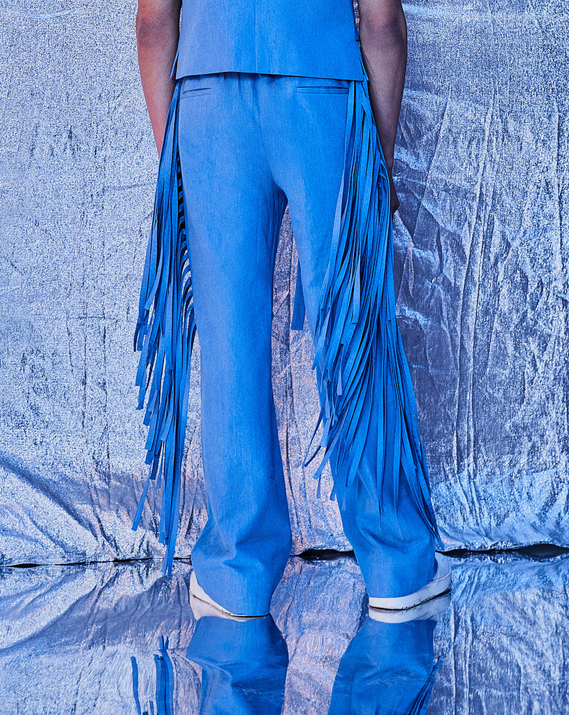 FRINGE PANTS BLUE