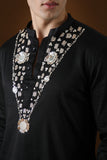 MIRROR ILLUSION - HAND EMBROIDERED DESIGNER KURTA - BLACK