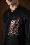 THE HUMANS - HAND EMBROIDERED DESIGNER KURTA - BLACK