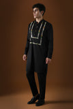 SEQUENCE AND COIN - HAND EMBROIDERED DESIGNER KURTA - BLACK