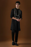 SEQUENCE AND COIN - HAND EMBROIDERED DESIGNER KURTA - BLACK