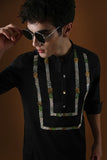 SEQUENCE AND COIN - HAND EMBROIDERED DESIGNER KURTA - BLACK