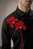 RED FLOWER - HAND EMBROIDERED DESIGNER SHIRT