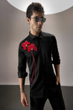RED FLOWER - HAND EMBROIDERED DESIGNER SHIRT