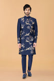 Midnight Blue Astronomy haze hand embroidered Bandhgala