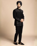 Black Crystal Embellished Jodhpuri Set