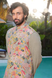 Floral Jacket with Koi fish embroidery
