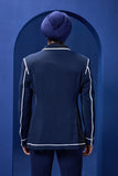 Navy blue and black dual colour blazer detailing with white taping