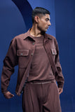 Brown cord set detailing with brown button and horse embroidery