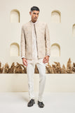 "Dusty rose open bandhgala   with thread , sequins & pearl  work "