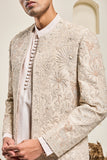 "Dusty rose open bandhgala   with thread , sequins & pearl  work "
