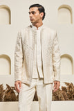 "Ivory open bandhgala   with Resham thread Work"