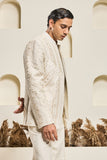 "Ivory open bandhgala   with Resham thread Work"