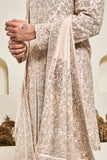 Dusty rose sherwani with pearl,sequins and zari work