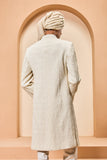Ivory gold sherwani detailing with zardozi,pearl,sequins and thread work