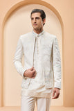 "Ivory open bandhgala   with thread , sequins & pearl  work"