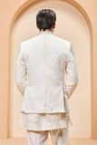 "Ivory open bandhgala   with thread , sequins & pearl  work"