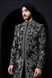 Black indowestern detailing with thread work