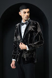 Black tuxedo highlighted with sequins, pearls and cutdana