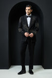 Black tuxedo highlighted with sequins, pearls,cutdana