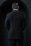 Black tuxedo highlighted with sequins, pearls,cutdana