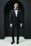 Black tuxedo highlighted with sequins, pearls,cutdana