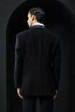 Black tuxedo highlighted with sequins, pearls,cutdana