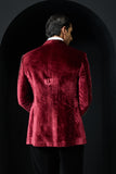 Wine tuxedo highlighted with pearls and square crystal beads